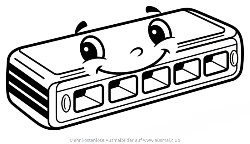 Freundliche Mundharmonika Ausmalbild