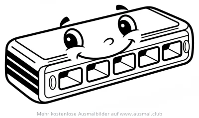 Freundliche Mundharmonika Ausmalbild