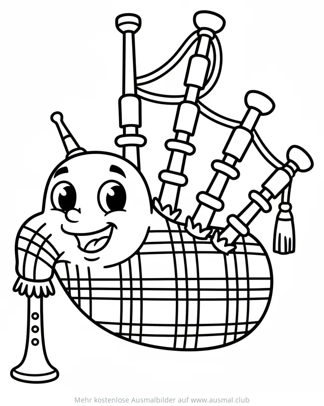 Dudelsack Ausmalbild mit Gesicht