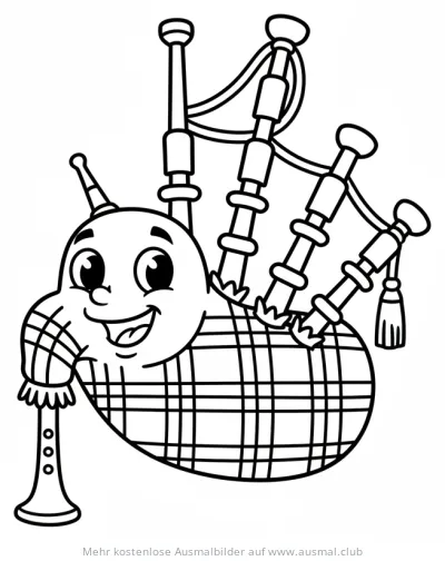 Dudelsack Ausmalbild mit Gesicht