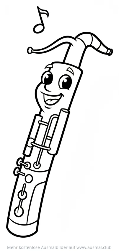 Fagott mit Gesicht Ausmalbild