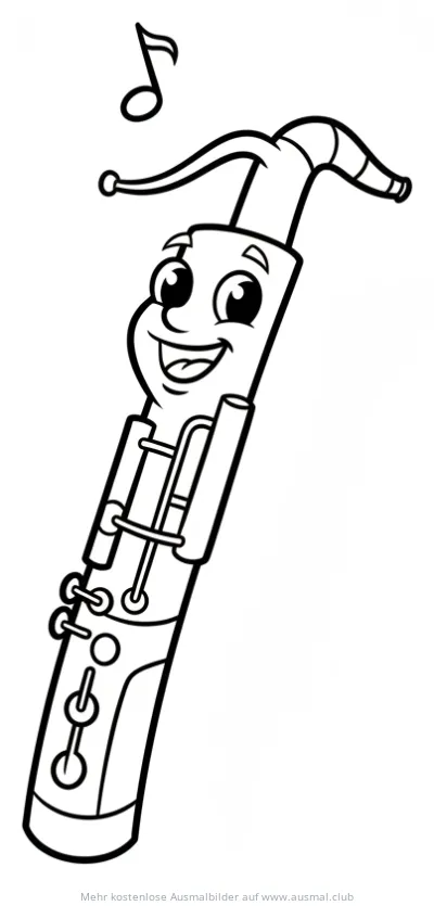 Fagott mit Gesicht Ausmalbild