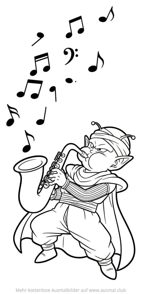 Alien spielt Saxophon Ausmalbild