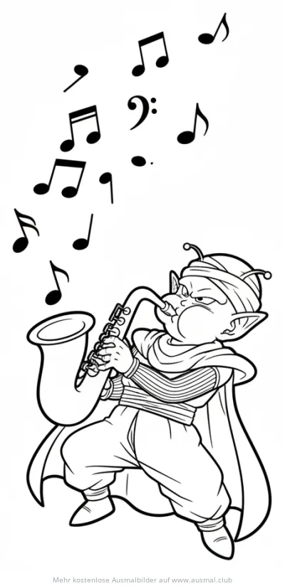 Alien spielt Saxophon Ausmalbild