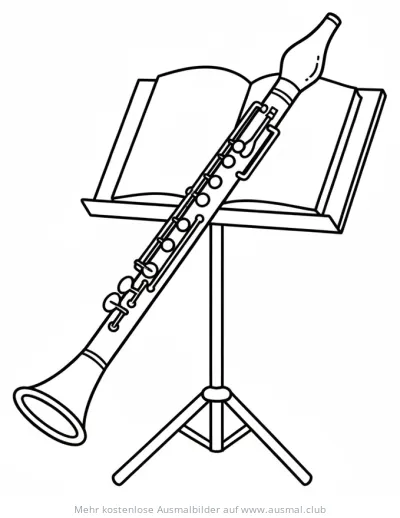 Oboe Ausmalbild vor Notenständer