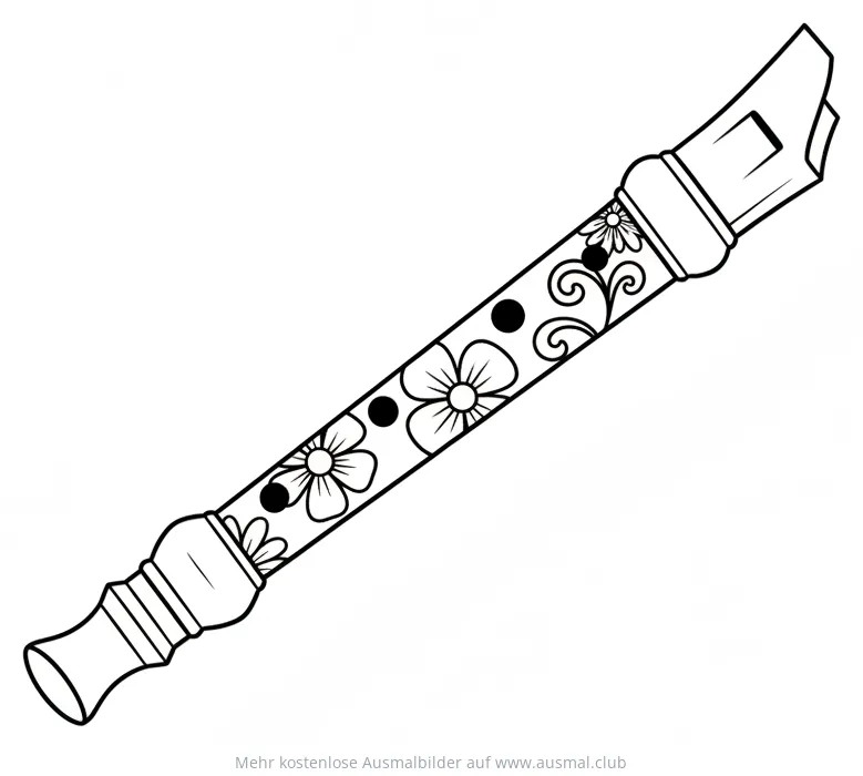 Blockflöte mit Blumenmuster Ausmalbild