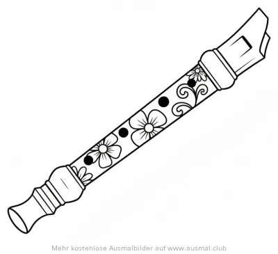 Blockflöte mit Blumenmuster Ausmalbild