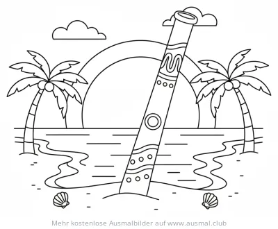 Didgeridoo am Strand Ausmalbild