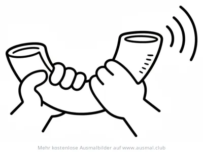 Schofar Ausmalbild, gespielt von zwei Händen