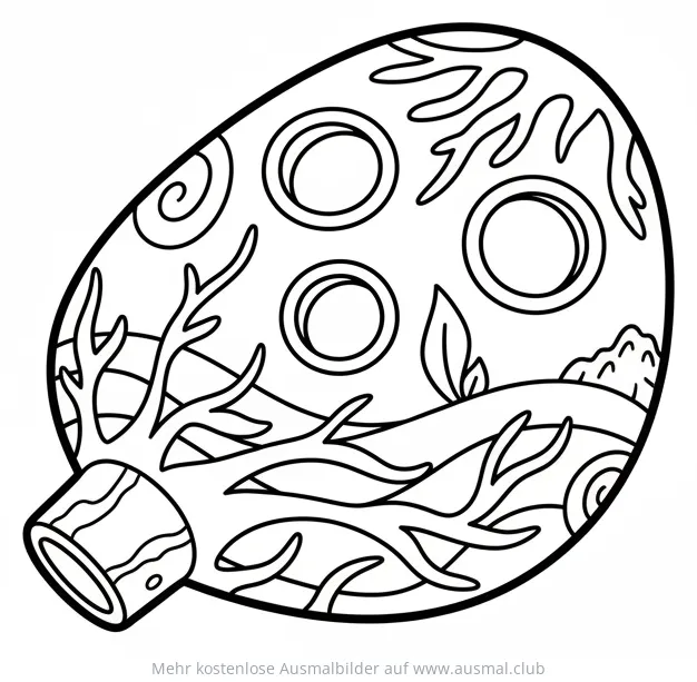 Okarina Ausmalbild mit Landschaftsmustern