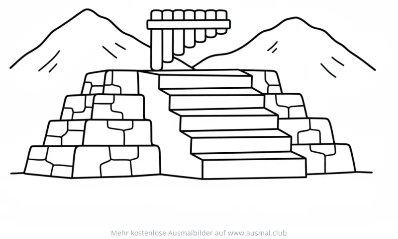 Panflöte auf Pyramide Ausmalbild