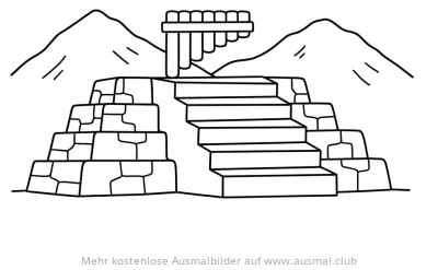 Panflöte auf Pyramide Ausmalbild