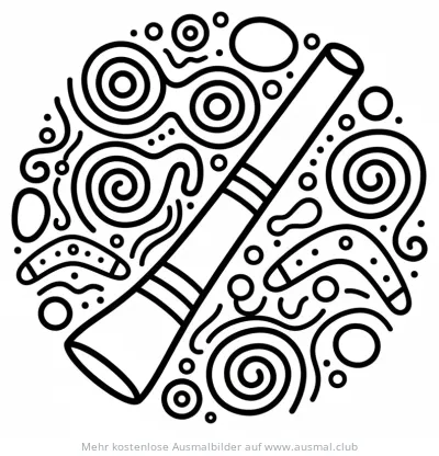 Didgeridoo Ausmalbild mit Aboriginal-Motiven