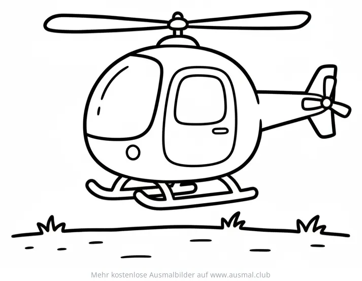 Hubschrauber Ausmalbild über Gras