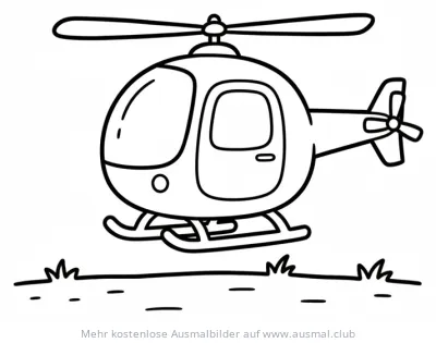 Hubschrauber Ausmalbild über Gras