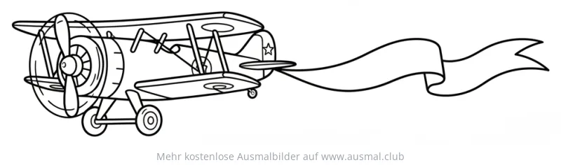 Doppeldecker Flugzeug mit Banner Ausmalbild