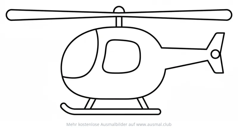 Hubschrauber Ausmalbild mit Rotor, Cockpit und Landegestell