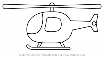 Hubschrauber Ausmalbild mit Rotor, Cockpit und Landegestell