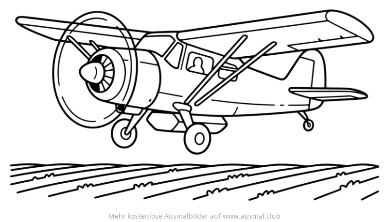 Agrarflugzeug über Feld Ausmalbild