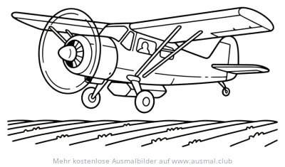 Agrarflugzeug über Feld Ausmalbild