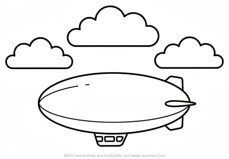 Luftschiff Ausmalbild unter Wolken