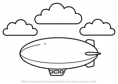 Luftschiff Ausmalbild unter Wolken
