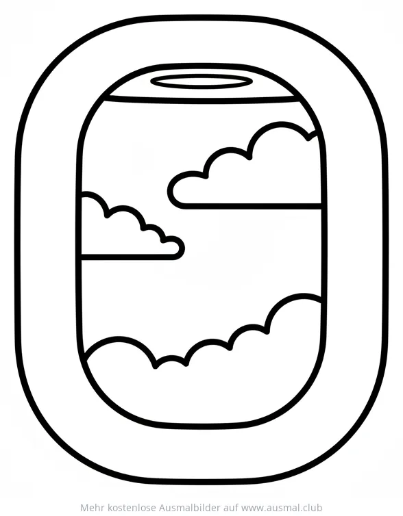 Flugzeugfenster Ausmalbild mit Wolken