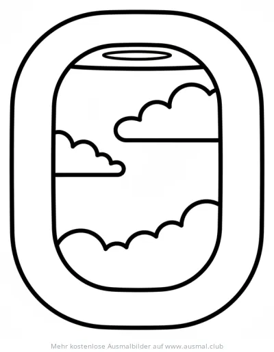 Flugzeugfenster Ausmalbild mit Wolken