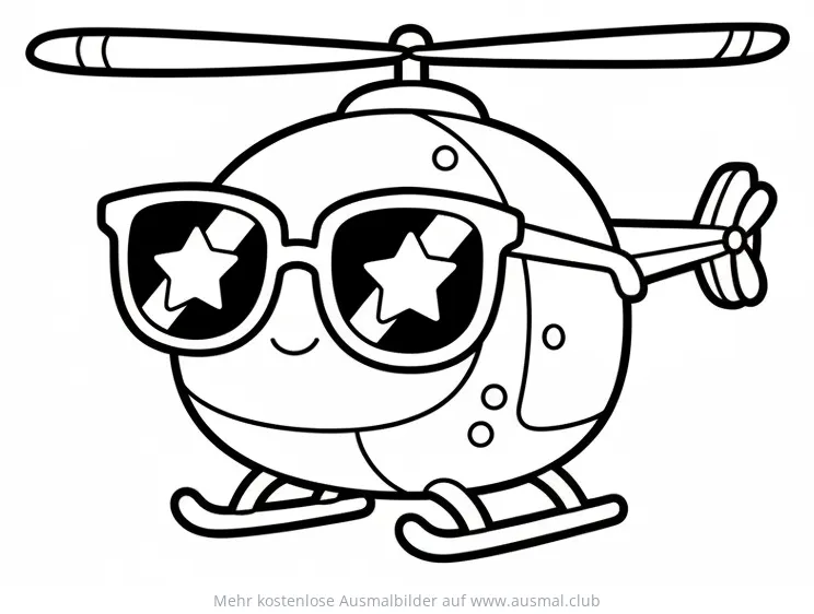 Hubschrauber mit Sonnenbrille Ausmalbild