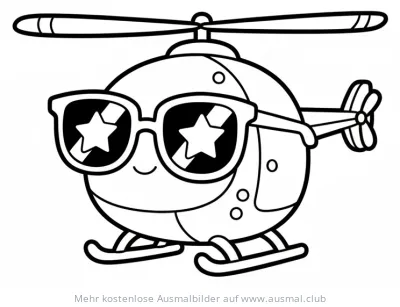 Hubschrauber mit Sonnenbrille Ausmalbild