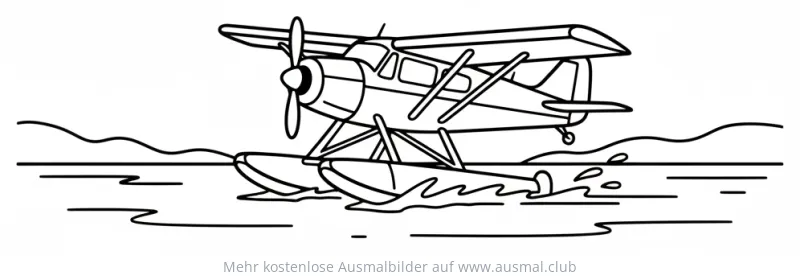 Wasserflugzeug landet auf dem Wasser Ausmalbild