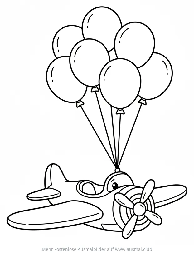 Flugzeug mit Ballons Ausmalbild