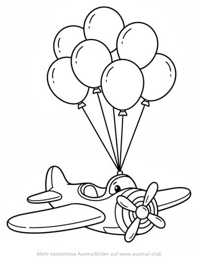 Flugzeug mit Ballons Ausmalbild