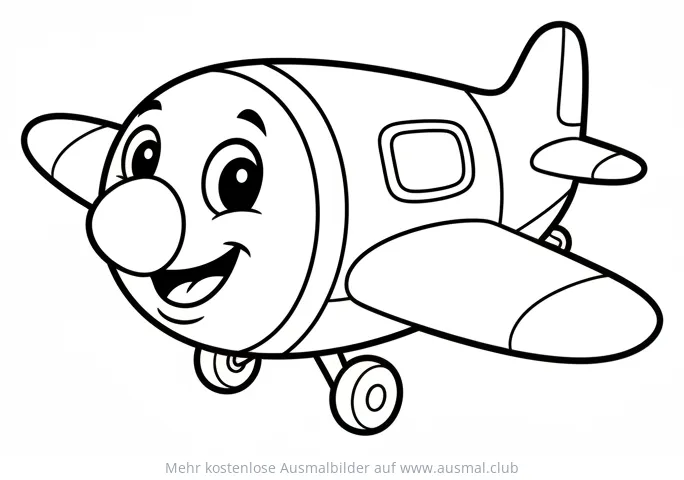Niedliches Flugzeug mit Gesicht Ausmalbild