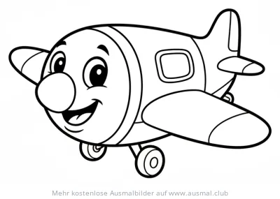 Niedliches Flugzeug mit Gesicht Ausmalbild