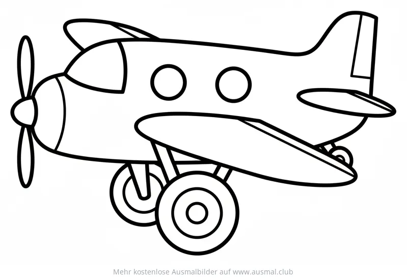 Flugzeug mit Propeller und Rädern Ausmalbild