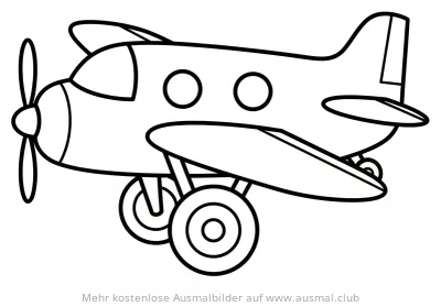 Flugzeug mit Propeller und Rädern Ausmalbild