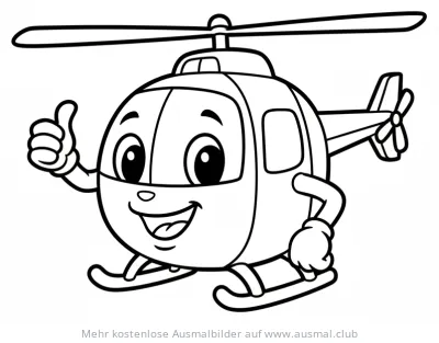 Freundlicher Hubschrauber mit Daumen hoch Ausmalbild