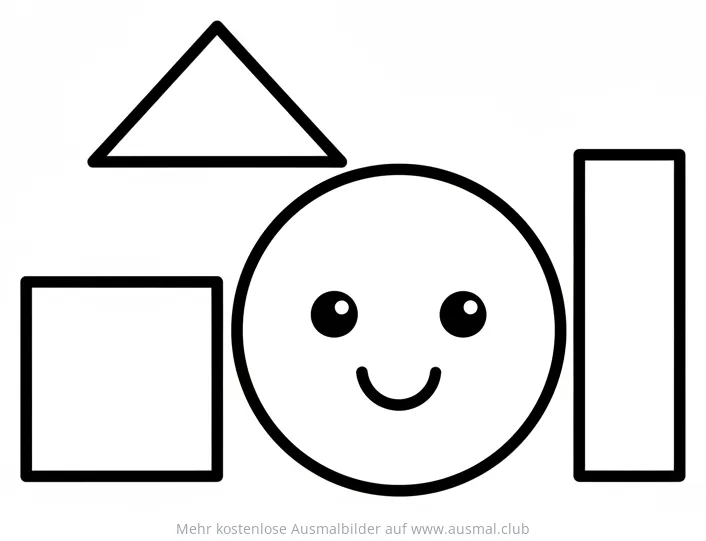 Geometrische Formen Ausmalbild mit Kreis, Quadrat, Rechteck und Dreieck