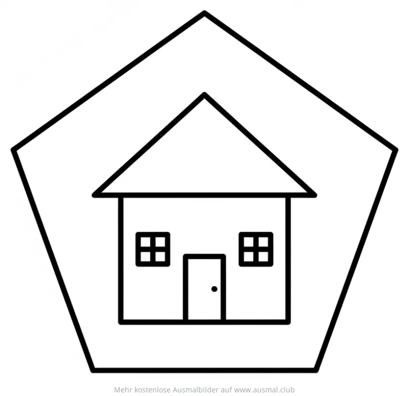 Haus in Fünfeck Ausmalbild