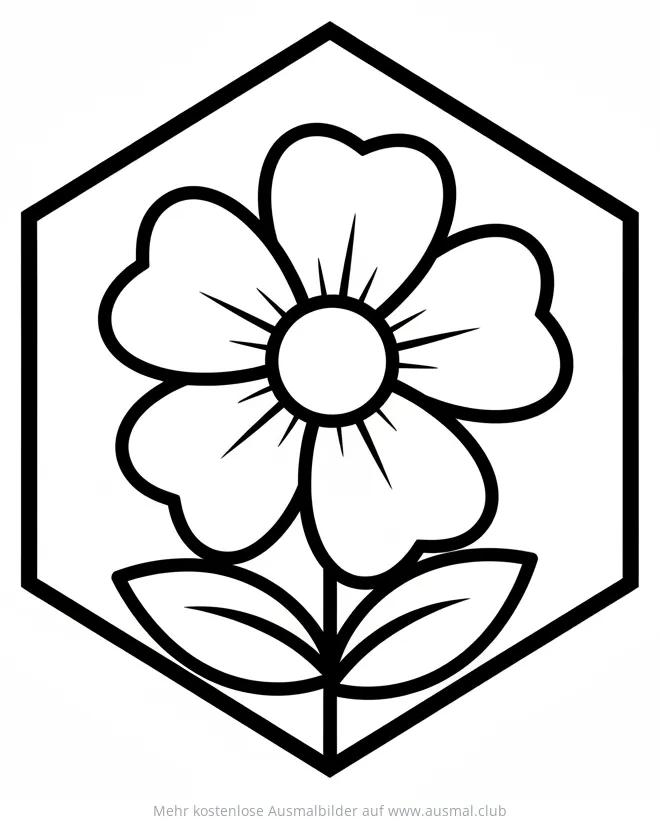 Blume in Sechseck Form Ausmalbild