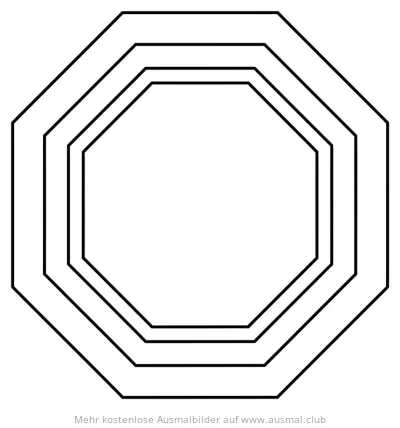 Achteck Ausmalbild mit drei ineinander liegenden Achtecken