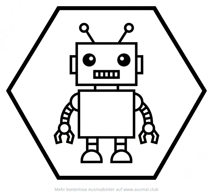 Roboter im Neuneck Ausmalbild