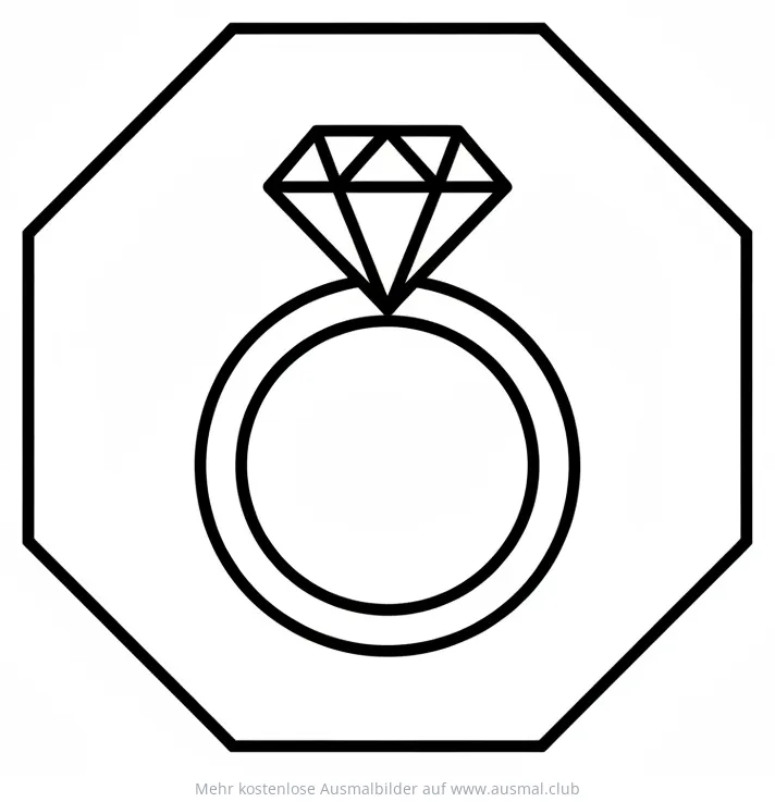Zehneck mit Ring und Diamant Ausmalbild