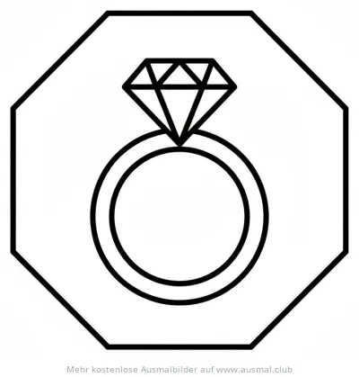 Zehneck mit Ring und Diamant Ausmalbild