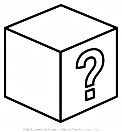Würfel Ausmalbild mit Fragezeichen