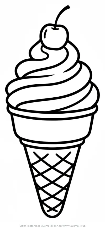 Eiswaffel mit Kirsche Ausmalbild