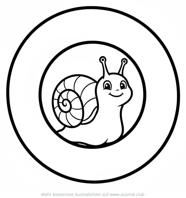 Freundliche Schnecke mit Spirale im Kreis Ausmalbild
