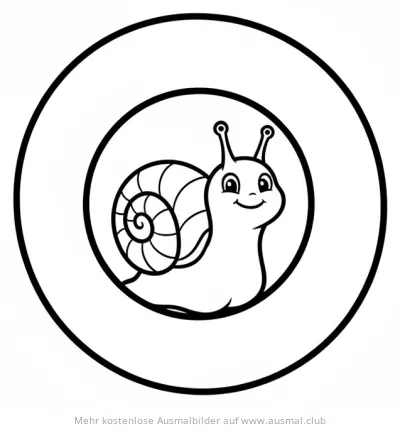 Freundliche Schnecke mit Spirale im Kreis Ausmalbild