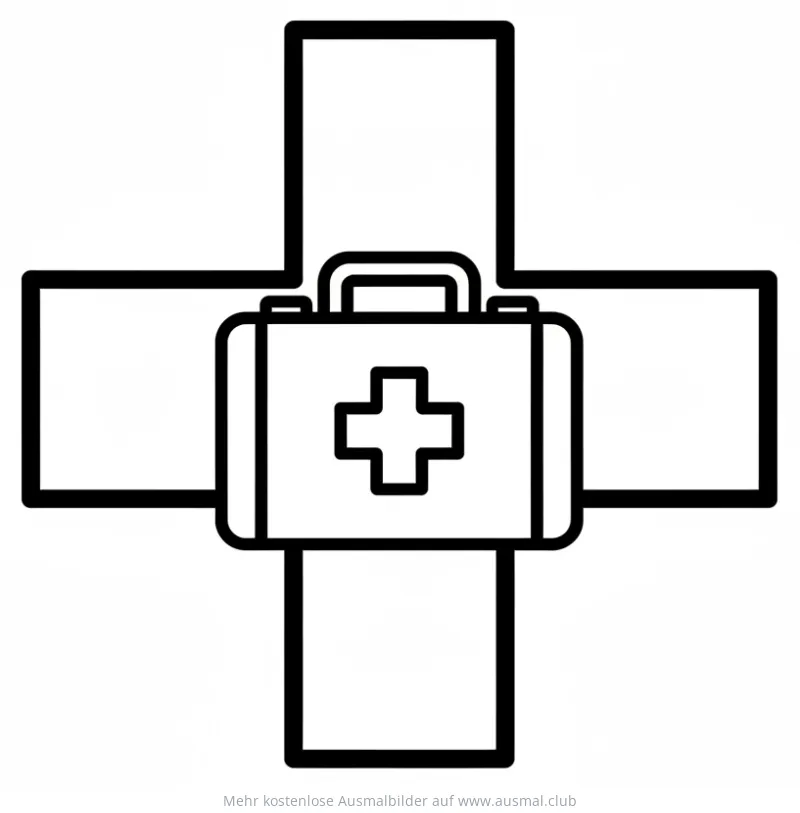 Pluszeichen Ausmalbild mit Erste-Hilfe-Koffer